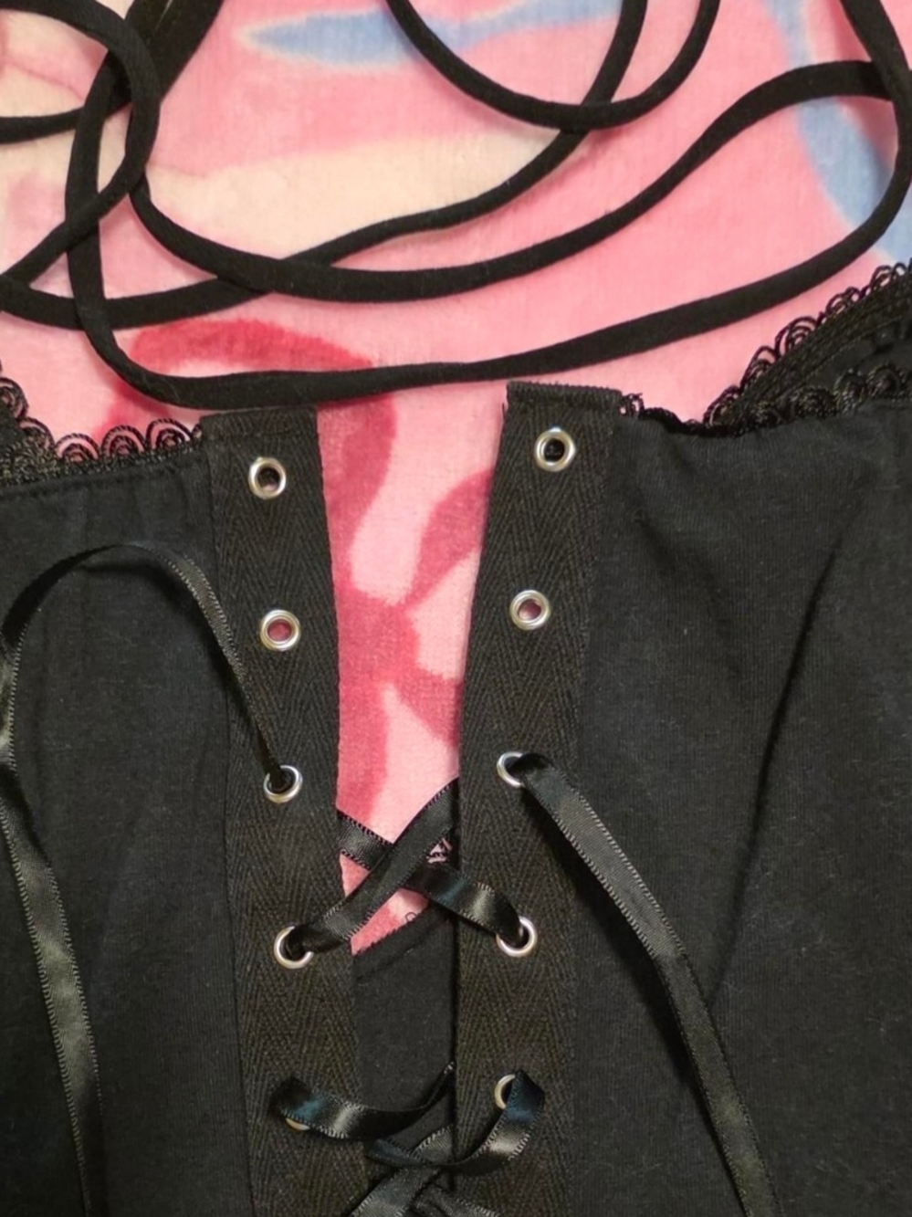 ‼️SOLD ON DEPOP‼️Demi Loon Black Lace Corset Top w/Adjustable Halter Tie Ribbon - Picture 4 of 11